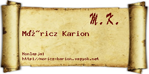 Móricz Karion névjegykártya